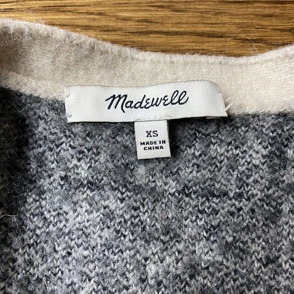 Madewell Ryder Cardigan Women XS Merino Wool Alpaca Blend Windowpane Open Duster - Picture 4 of 11